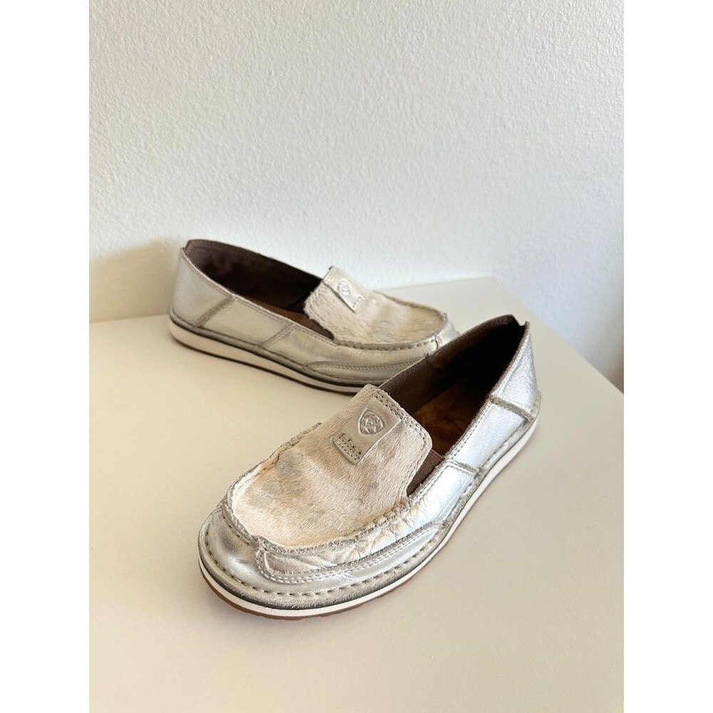 Ariat Women’s Cruiser Silver Metallic Leather Cowhide Slip-On Shoes Size 7.5 B